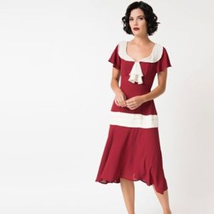 Unique Vintage 1920s drop waist flapper dress